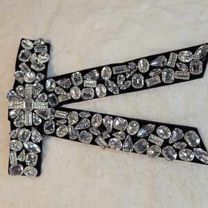 Piper K Black Satin Bow with Crystals Barrette Wedding Formal